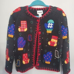VTG Designers Originals Studio Christmas Novelty Cardigan Country Cottagecore S